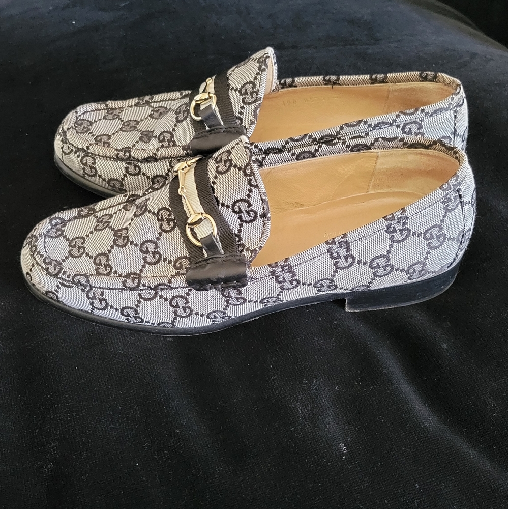 Gucci Mocassino Tessuto GG Slip On Loafers, Women's Size 9.5